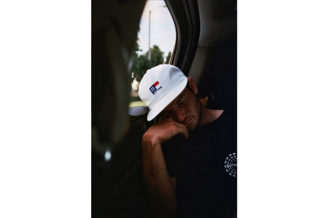Alex Campbell snoozing on the way to the airport