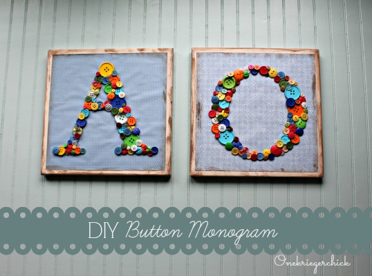 DIY Button monogram {Onekriegerchick.com}