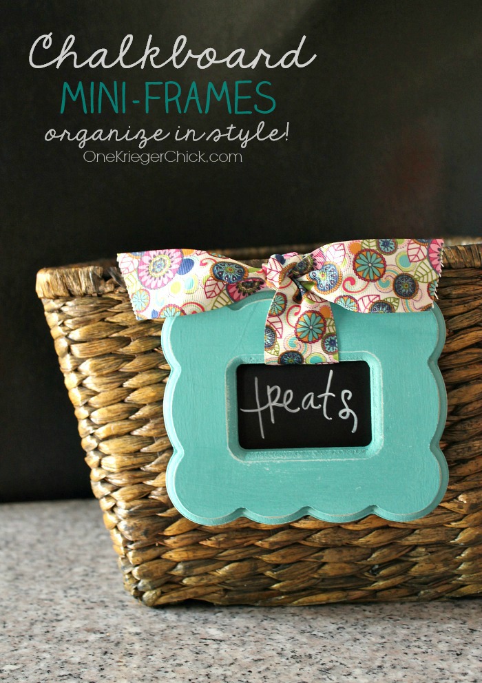 Chalk painted mini-frames- perfect for decorative labels! OneKriegerChick.com