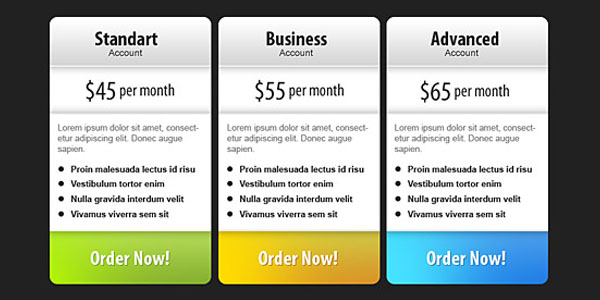 pricing table psd templates 04 37 Free Pricing Table PSD Templates