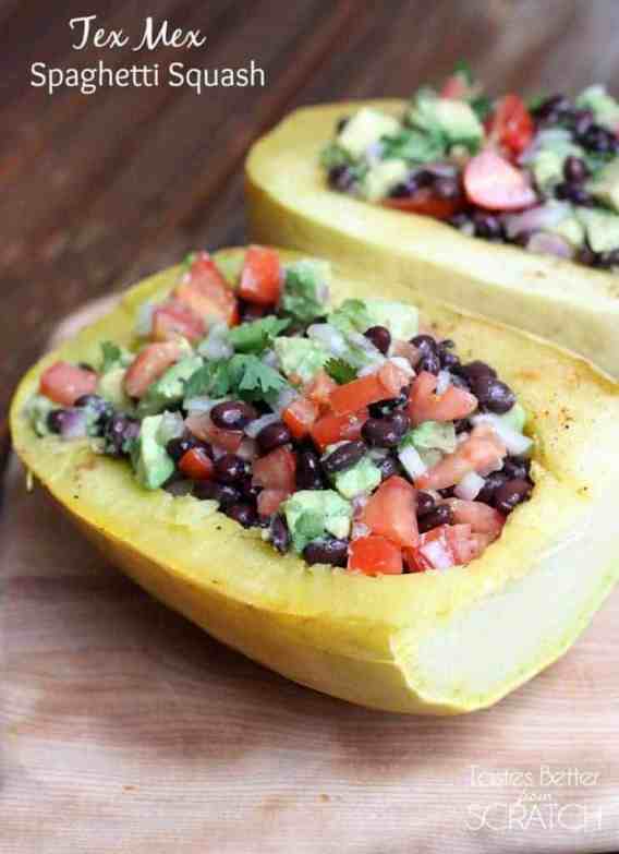 Tex Mex Spaghetti Squash recipe on TastesBetterFromScratch.com