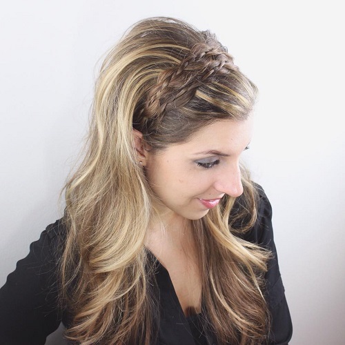 Half Updo With A Headband Braid