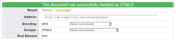 This document was successfully checked as HTML5