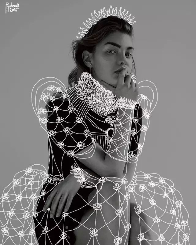 模特照片上的霓裳羽衣_奥地利摩洛哥插画师_Ilias Walchshofer