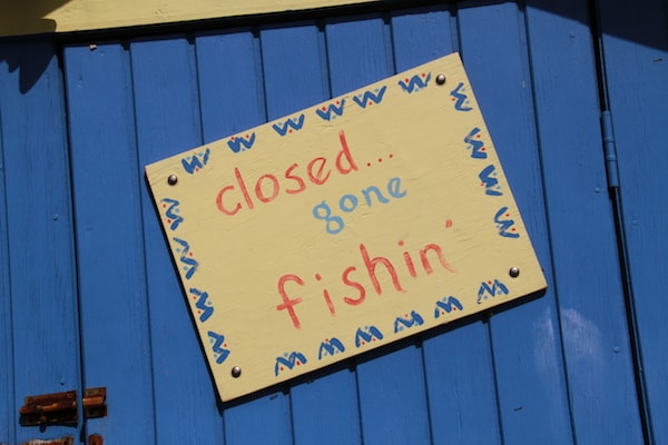 Closed gone fishing sign BVI