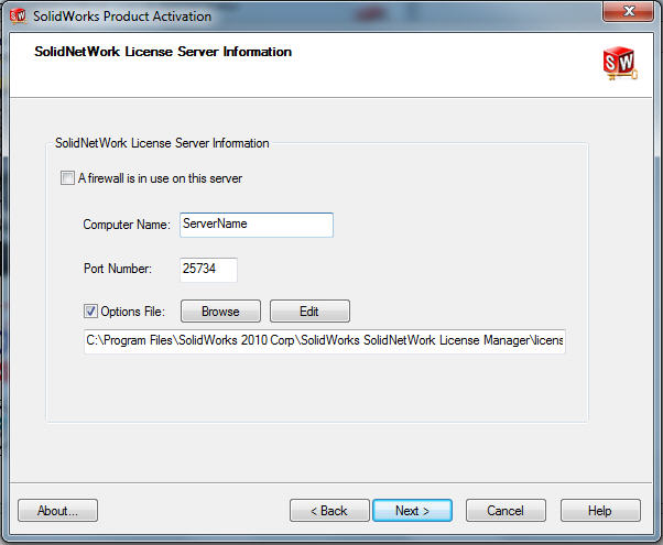Options File when Activating Options File when Activating