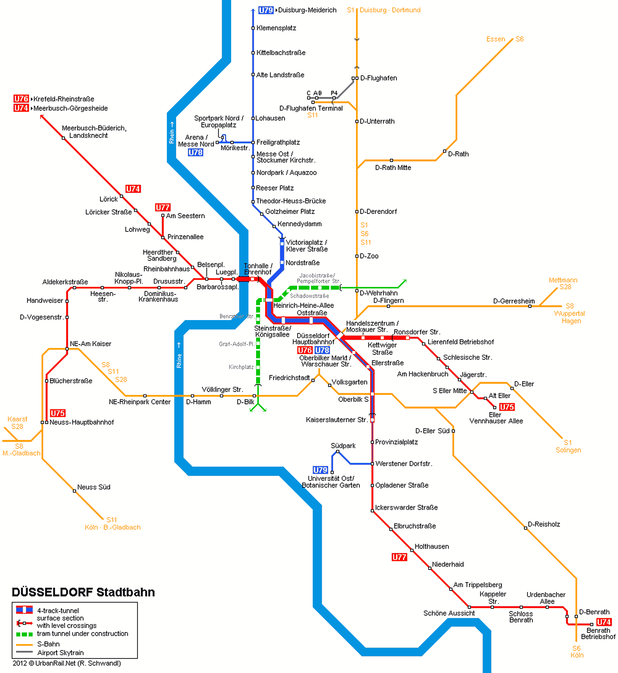Metro Karte Verein Metro Karte Düsseldorf (Düsseldorf Metro) Mapa Metro