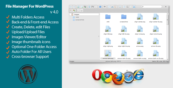 Furthermore, it's possible to restrict the access to a file or a file category to some wordpress users only. File Manager Plugin For Wordpress - WordPress | CodeCanyon