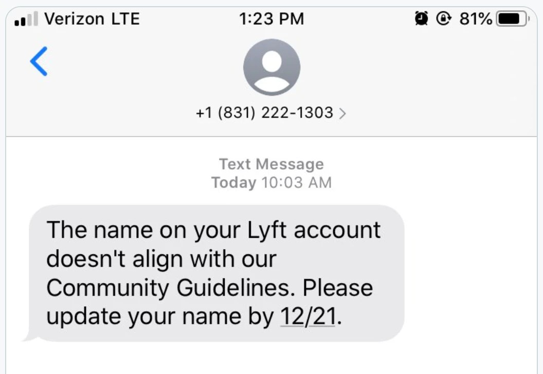 · open the email we . Lyft Blocks Users From Using Their Real Names To Sign Up 2019 Trust And Safety Foundation Project