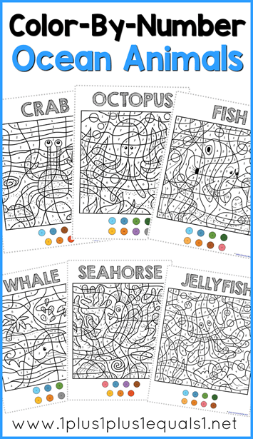 color by number ocean animals coloring pages 1 1 1 1