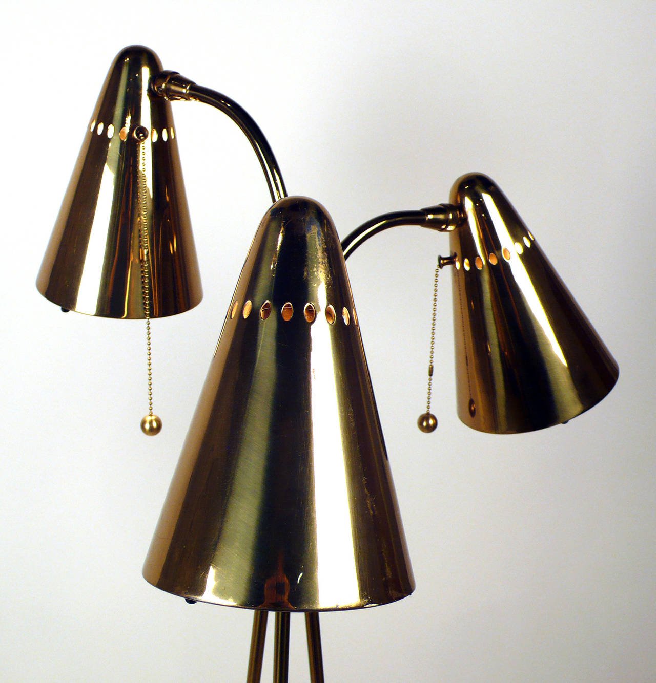 Brass tripod floor lamp, france, 1950's. Mid-Century Tripod Floor Lamp | 20c Design