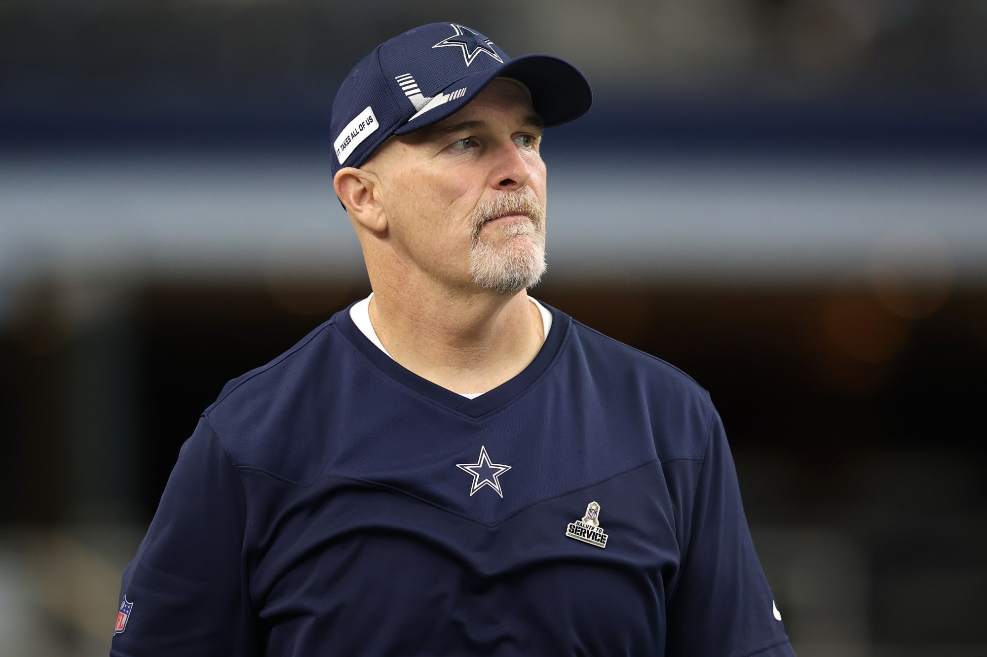 Dan Quinn doesn't sound like a man with a foot out...