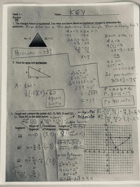 8th grade math expressions & equations crossword 3: Orchard View School