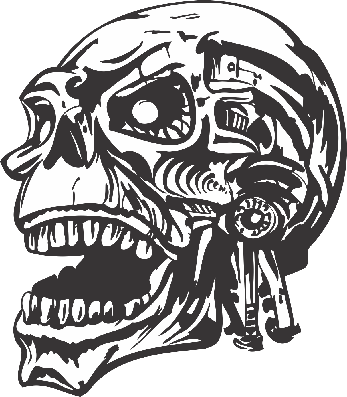 Skull Vector Head DXF File Free Download - 3axis.co