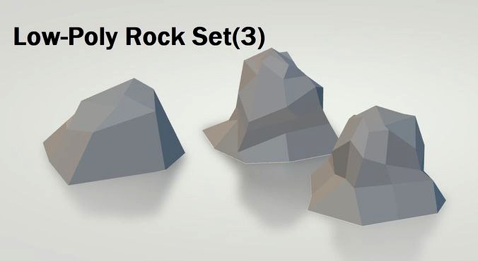 Low Poly Rock Set 3 3d Model