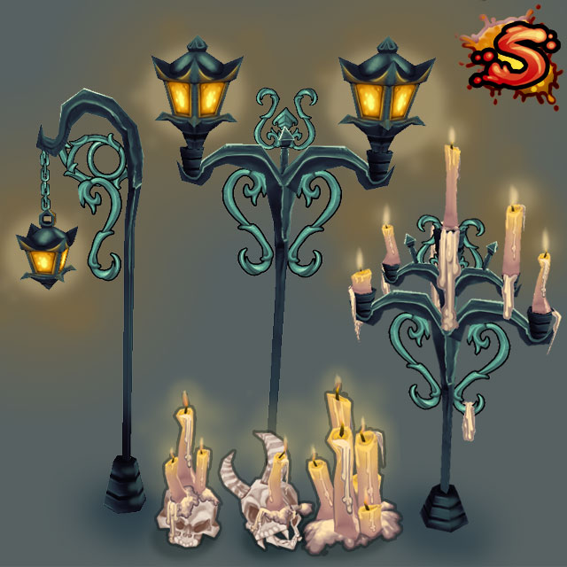 3ds max + blend c4d ma unitypackage upk 3. Low Poly Candles Lamps 3d Sauce