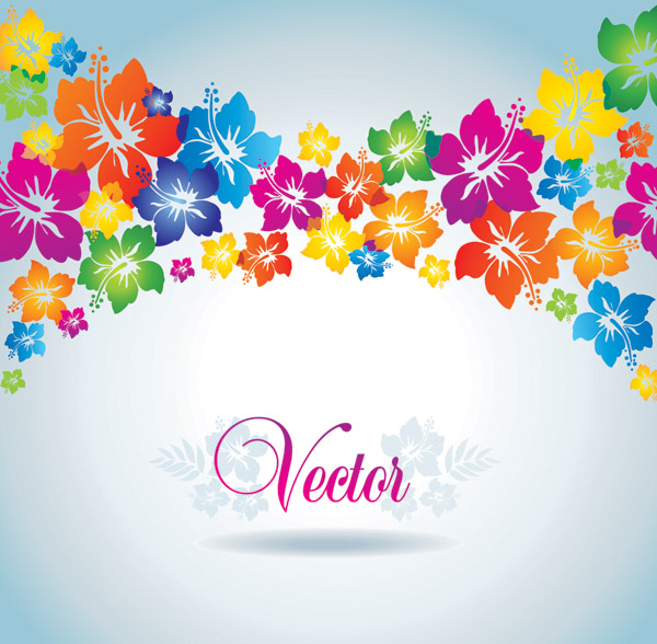 Cartoon flowers, multi colored flowers, embroidery transfers, . Colorful Flowers Background 20605 Free Eps Download 4 Vector