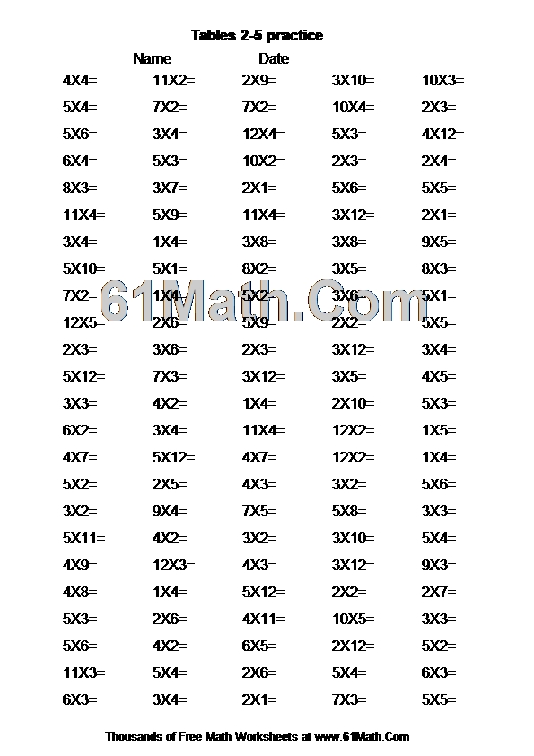 tables 2 5 practice create your own math worksheets