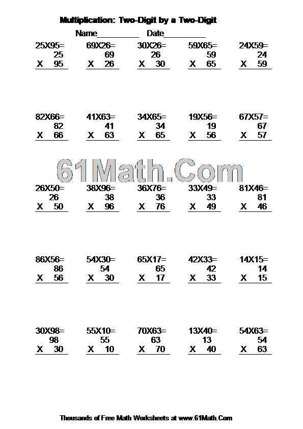 How many digital cable receiver boxes you have, and how many rooms are already wired for cable tv. Multiplication Two Digit By A Two Digit Create Your Own Math Worksheets