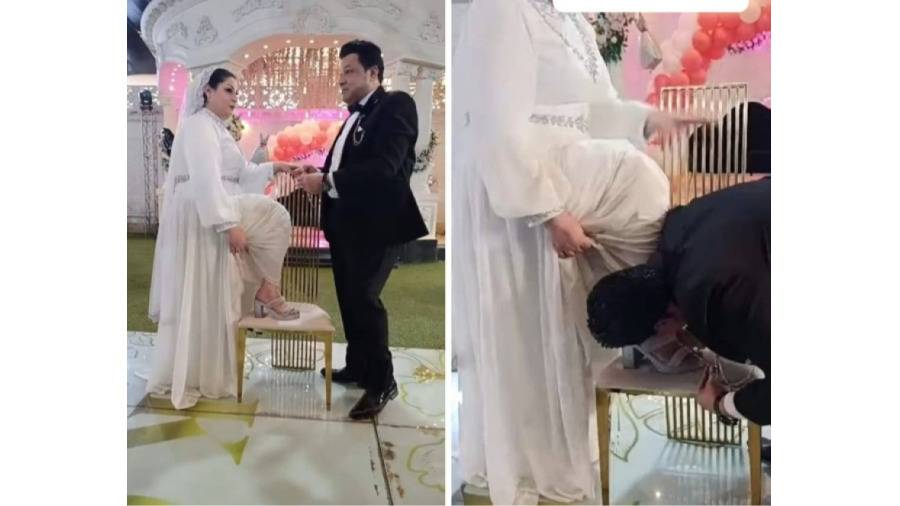 خمسيني يقبّل قدم زوجته.. فيديو يشعل مواقع التواصل الاجتماعي