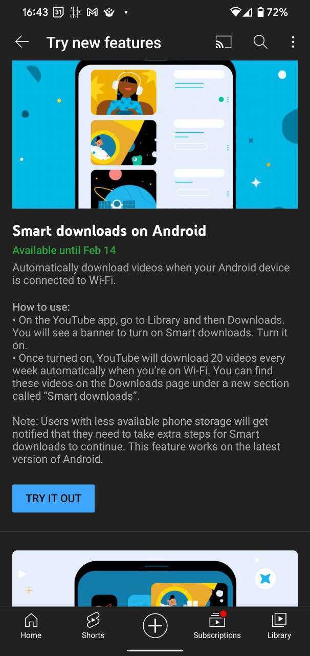YouTube Smart downloads