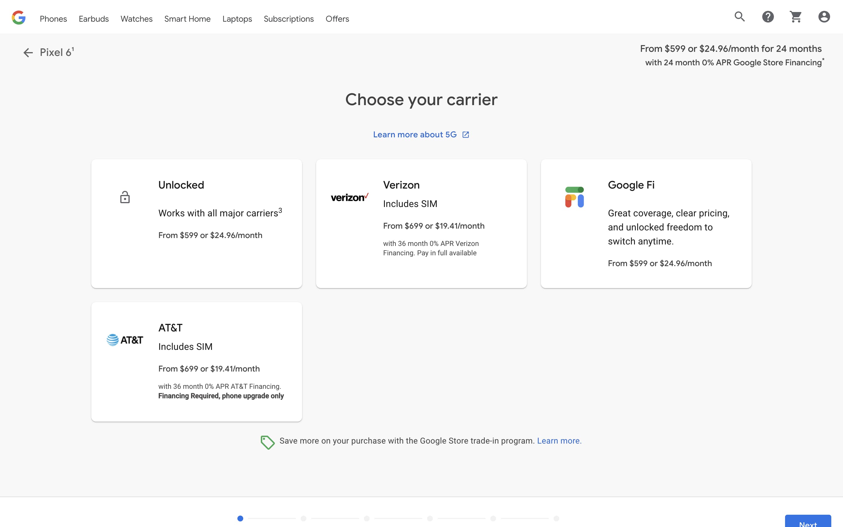 Pixel 6 AT&T Google Store