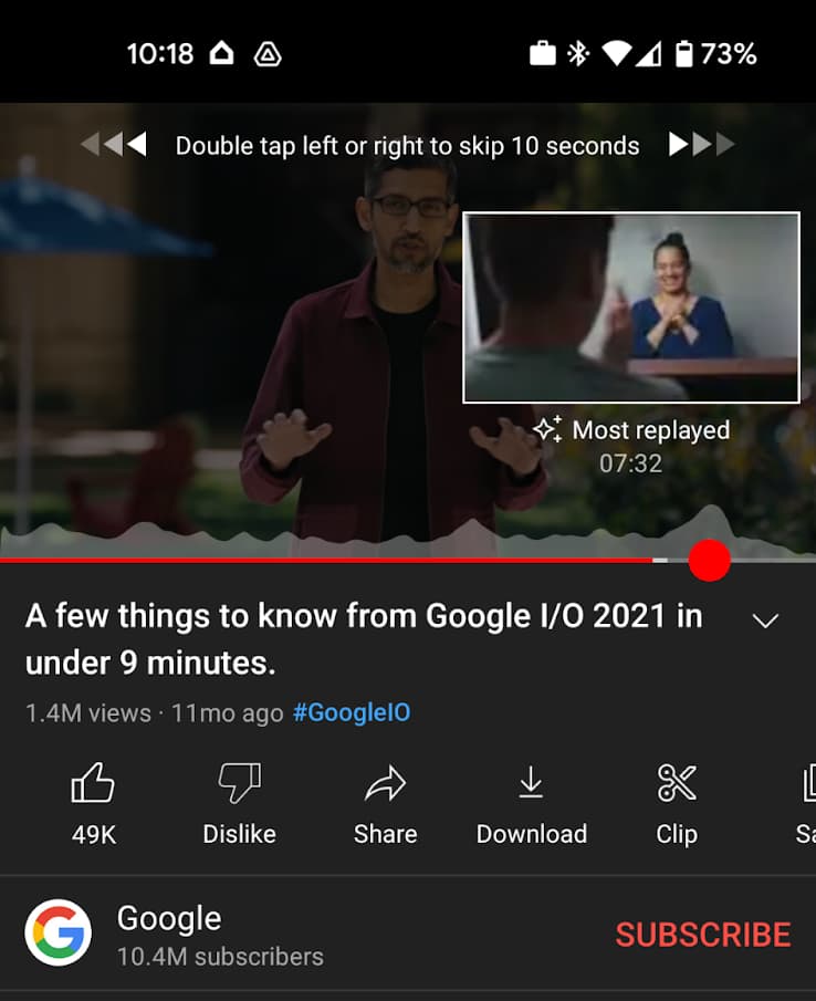 YouTube most replayed