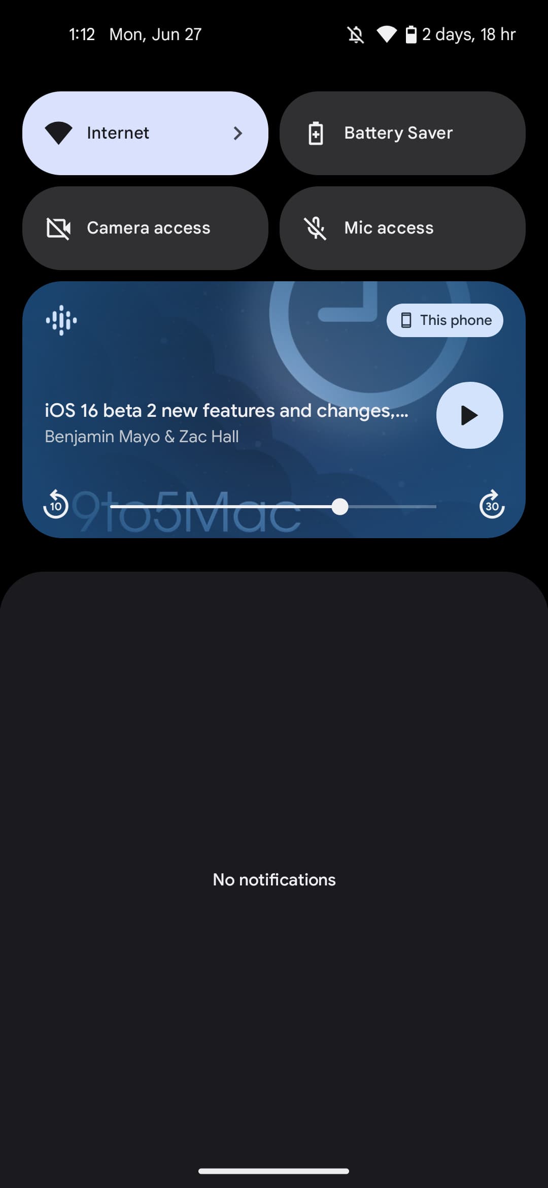 Android 13 media controls