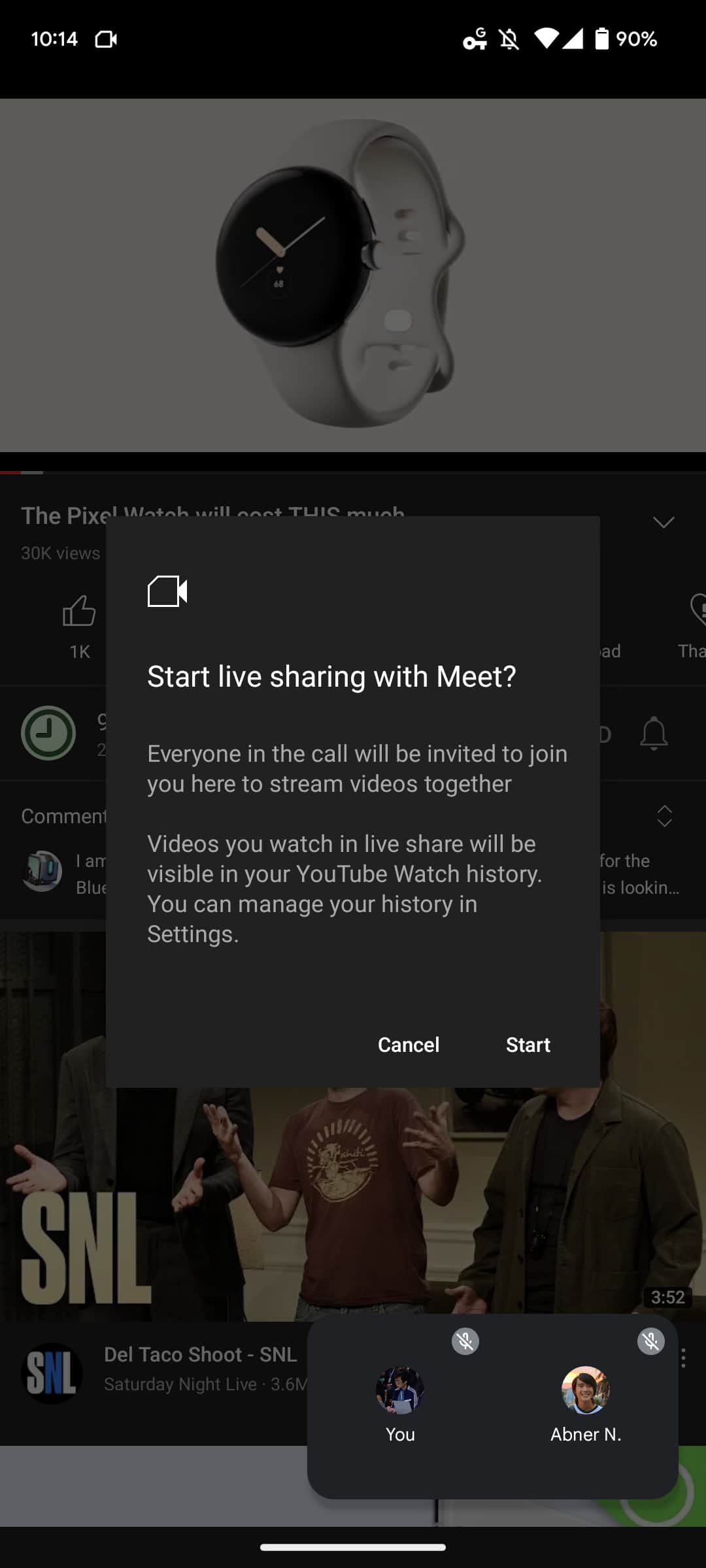 Google Meet live YouTube