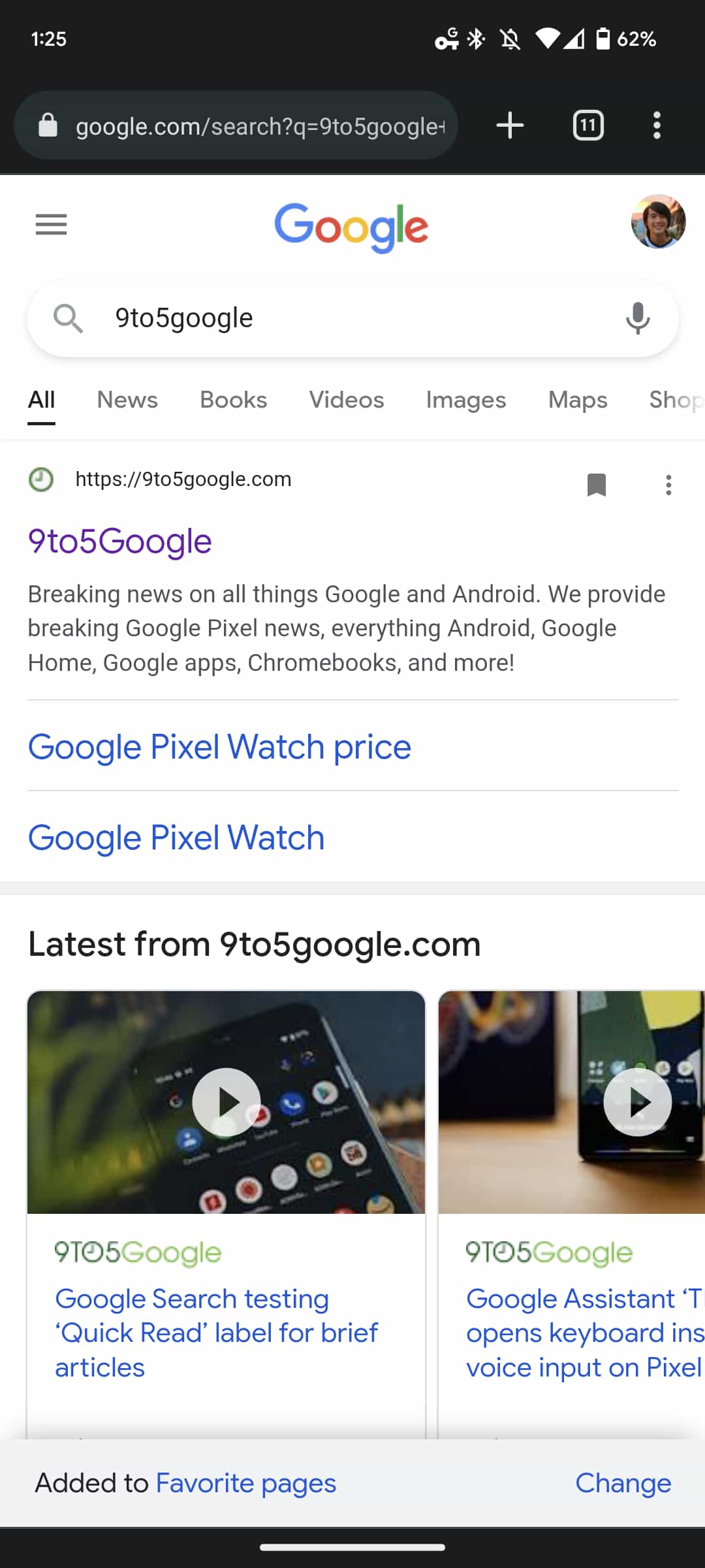 Google Search bookmark