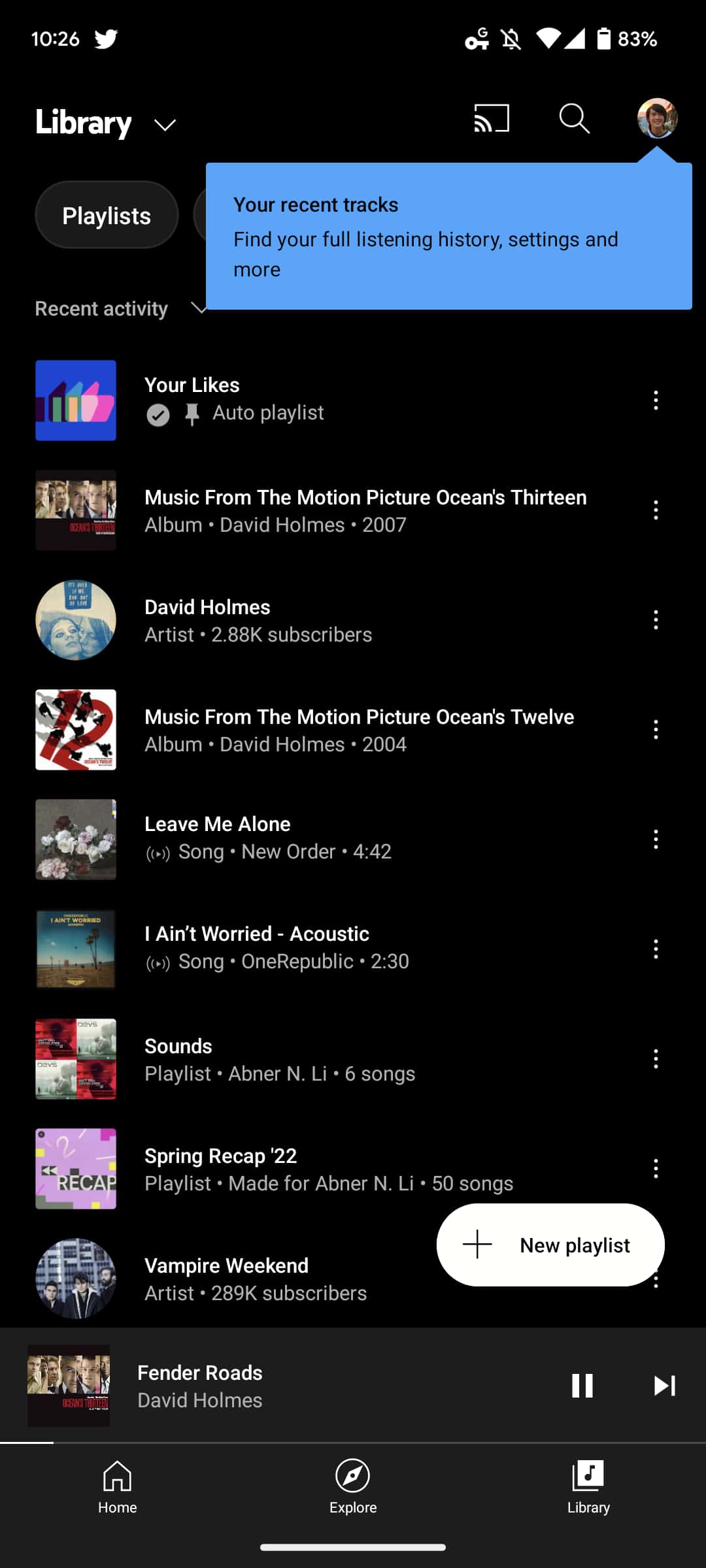 YouTube Music Library redesign