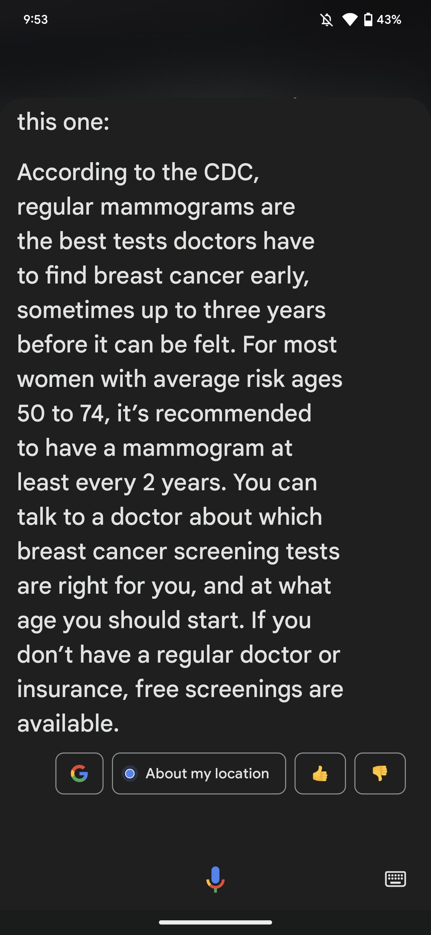 Google Assistant Breast Cancer