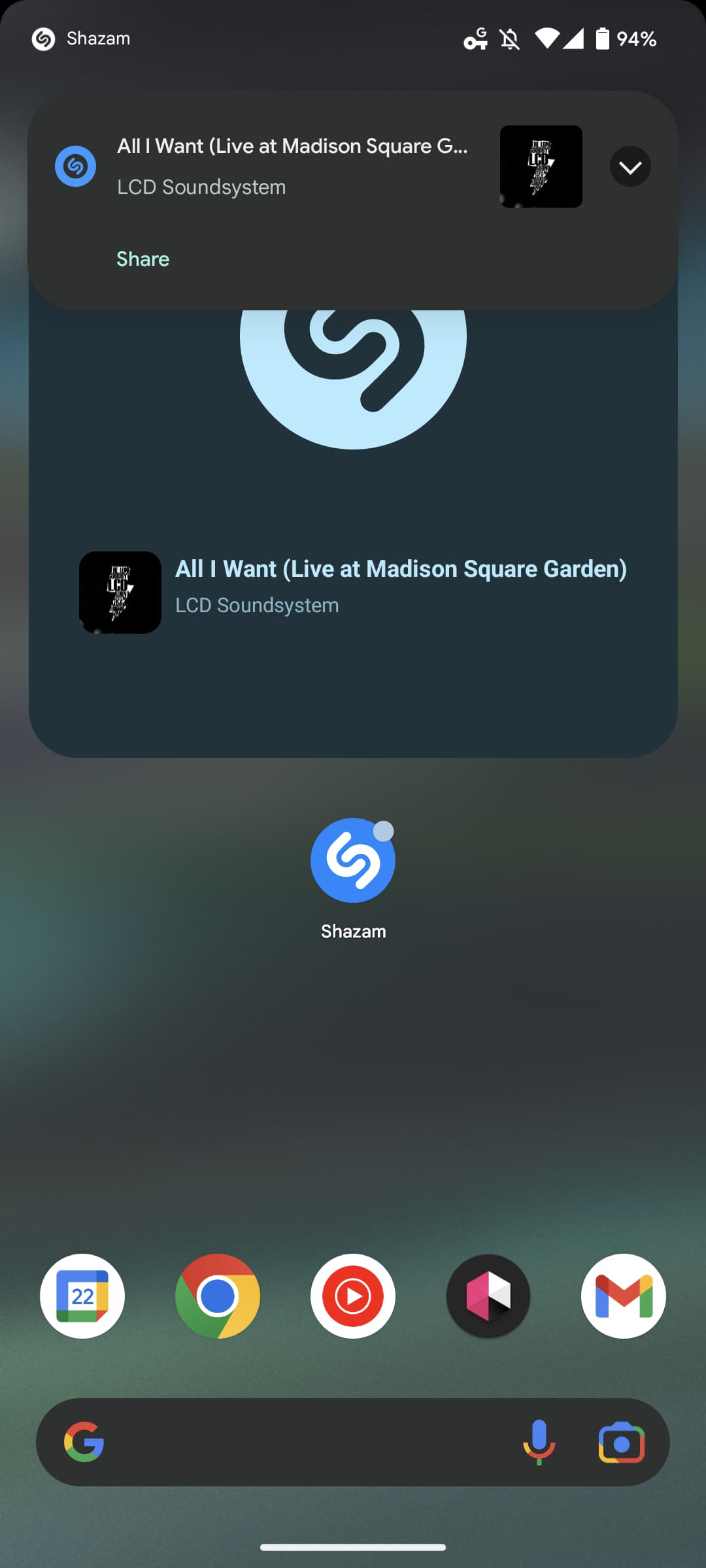 Shazam Android widget