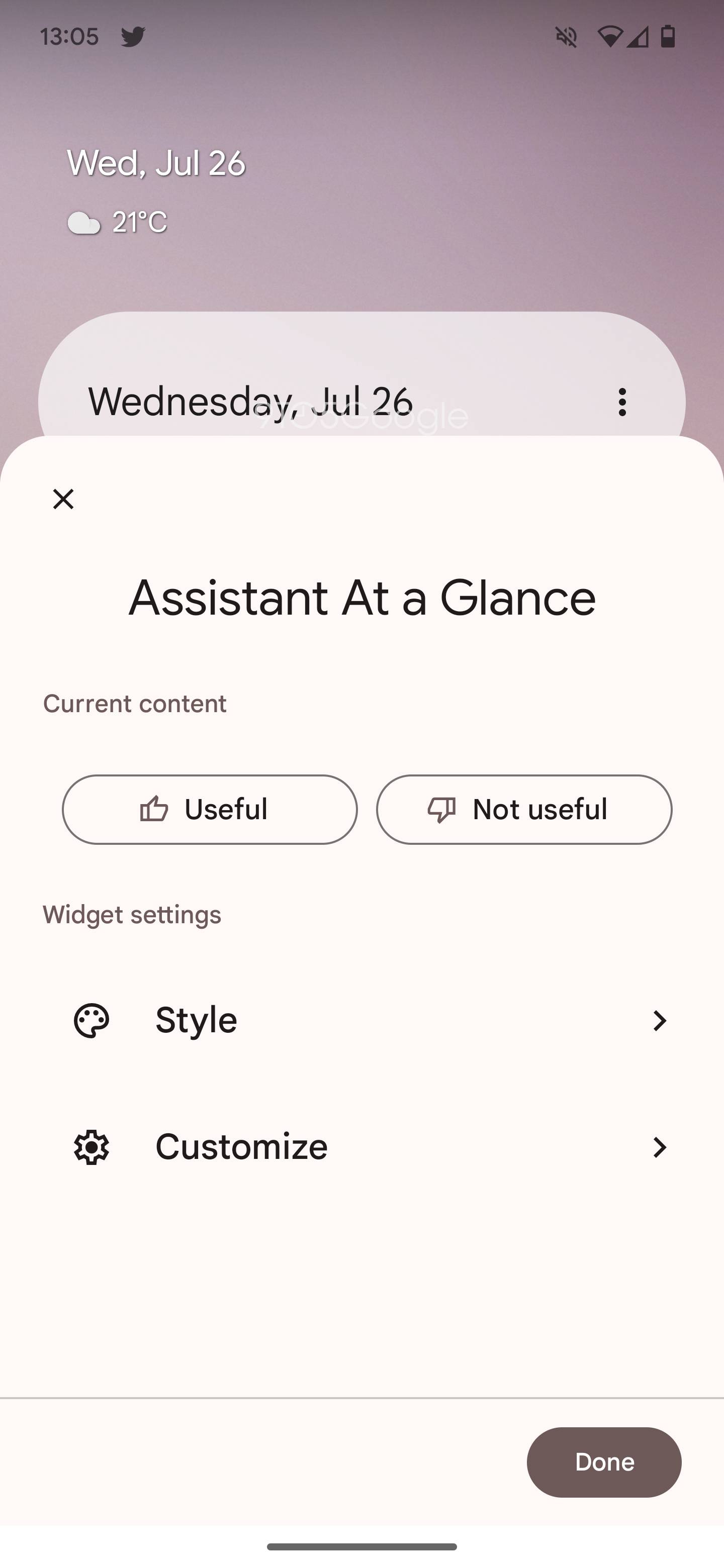 At a Glance customize