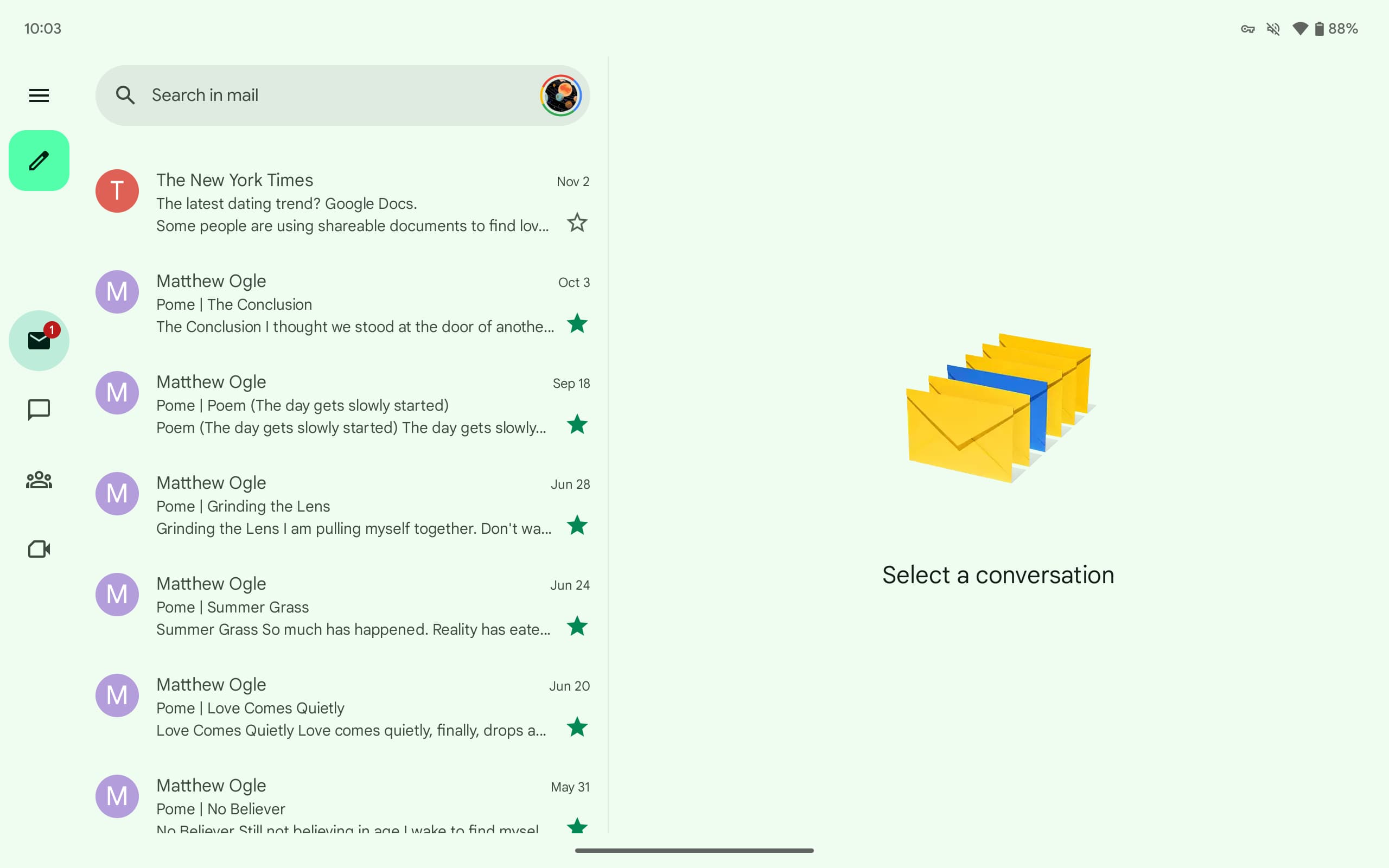 Gmail navigation rail tablets