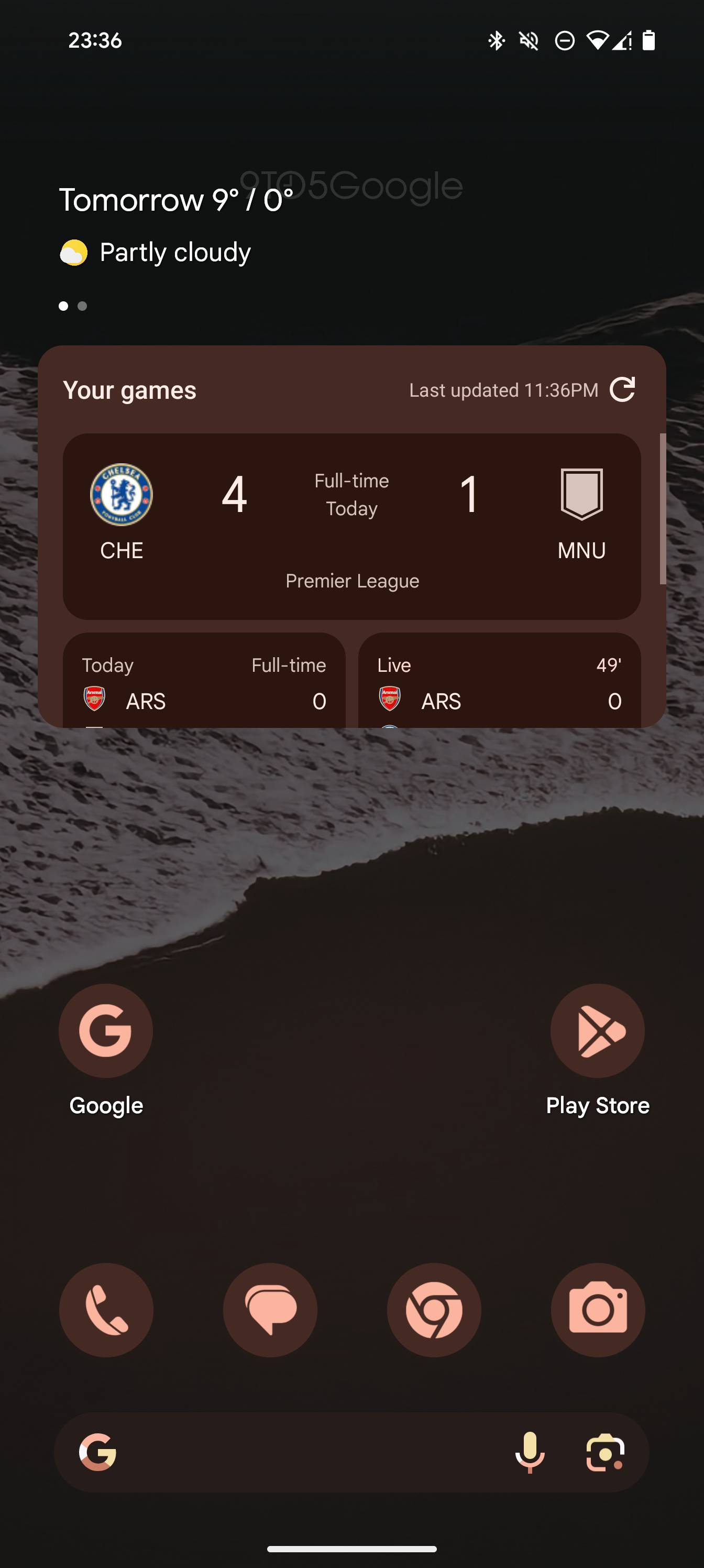 Google Sports widget