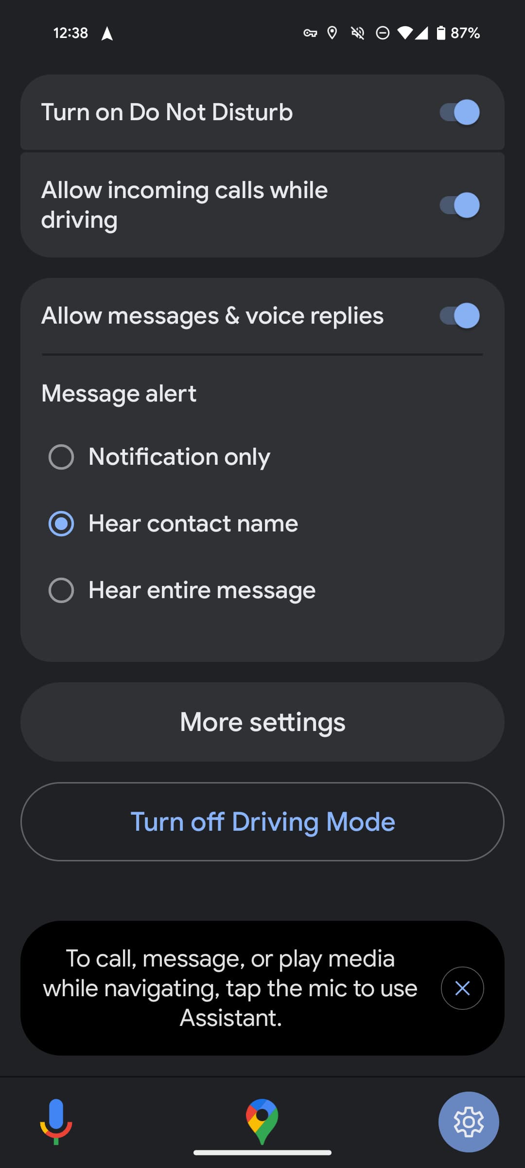 Google Assistant Driving Mode no apps