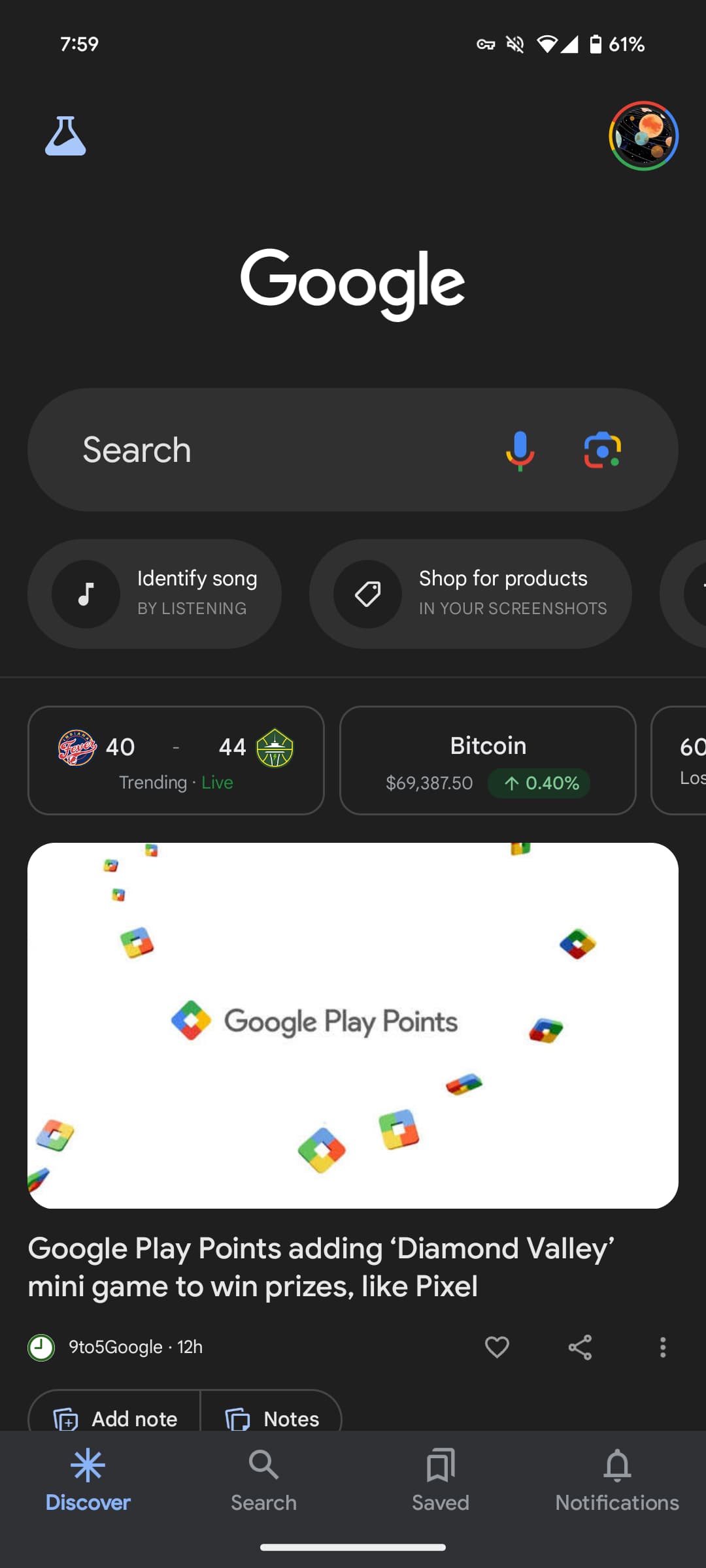 Google app Notifications Android