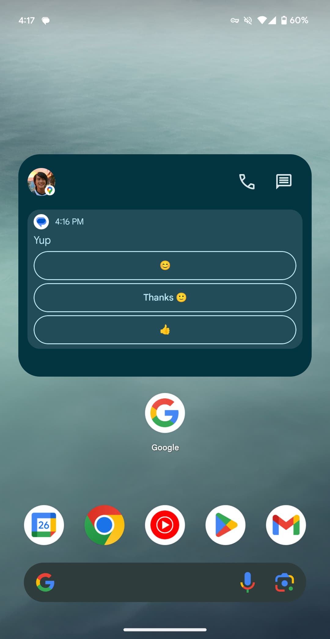 Google Contacts notifications widget