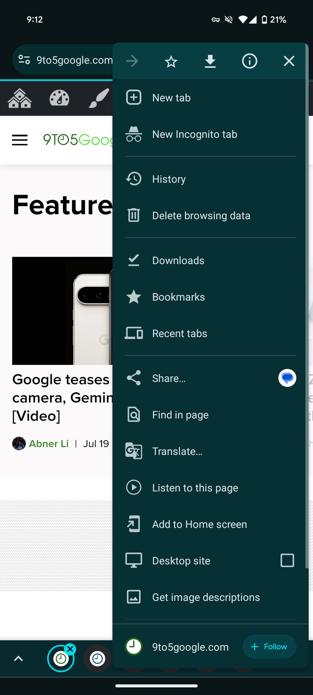 Chrome UI Android