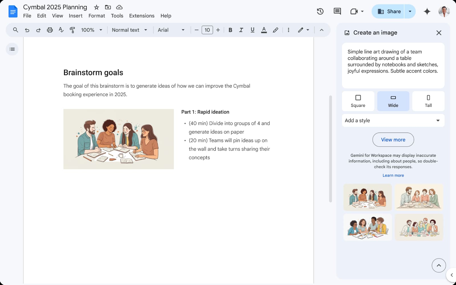 Google Docs image generation