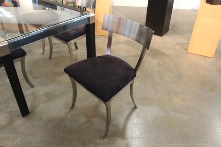 This dining height chair is part of soane britain's klismos seating collection, inspired by an 18th century swedish interpretation of the ancient greek . DIA Design Institute of America Steel Klismos Chairs