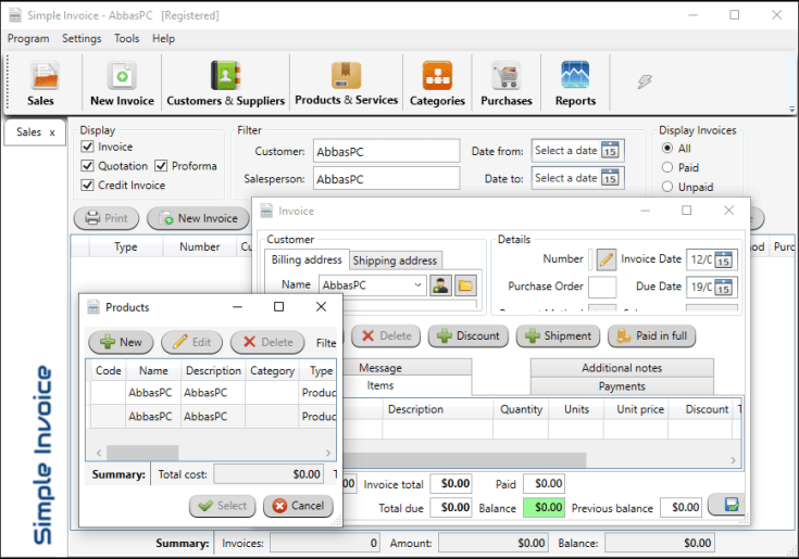 SimpleSoft Simple Invoice 3.21.0.6 with Serial Key AbbasPC