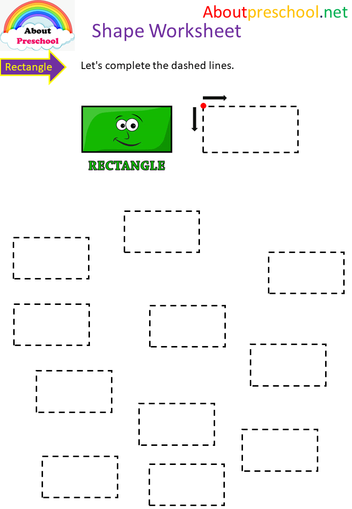 shapes worksheet rectangle about preschool