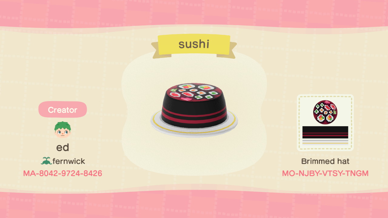 Sushi Platter Animal Crossing Pattern Gallery & Custom Designs