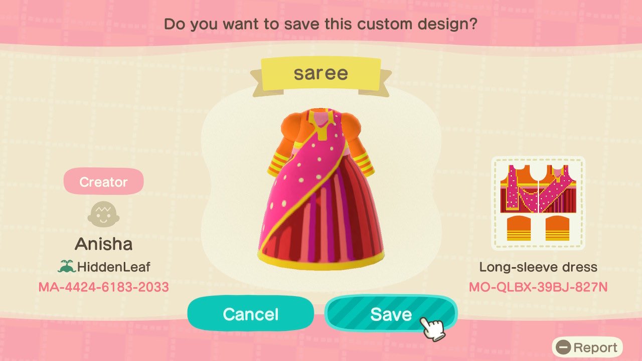 saree Animal Crossing Pattern Gallery & Custom Designs