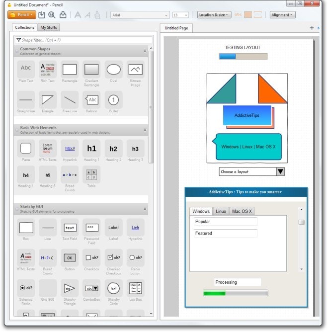 “build a free and opensource tool for making diagrams and gui prototyping that everyone can use.” object grouping feature missing? Pencil Project A Powerful Easy To Use Gui Prototyping Tool