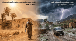 زخات رعدية مصحوبة بتساقط الب رد وهبات رياح قوية وطقس حار من الأحد إلى الثلاثاء بعدد من مناطق المملكة