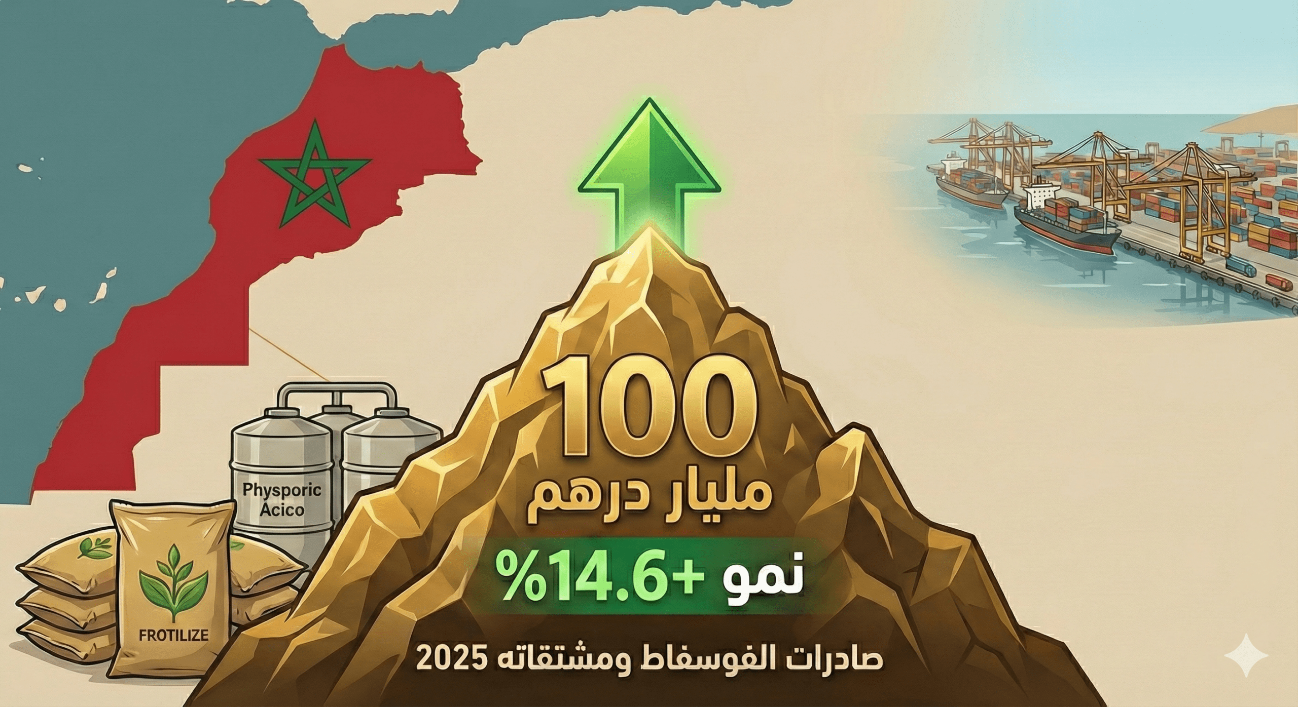صادرات الفوسفاط ومشتقاته ناهزت 100 مليار درهم خلال سنة 2025 صادرات الفوسفاط ومشتقاته ناهزت 100 مليار درهم خلال سنة 2025