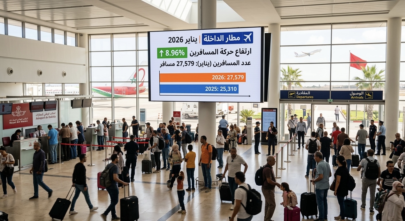 مطار الداخلة: ارتفاع بحوالي 9 بالمائة في عدد المسافرين عند متم يناير الماضي